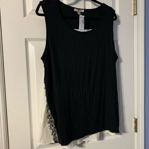 NWT Roz & Ali Black and White Tank 3X